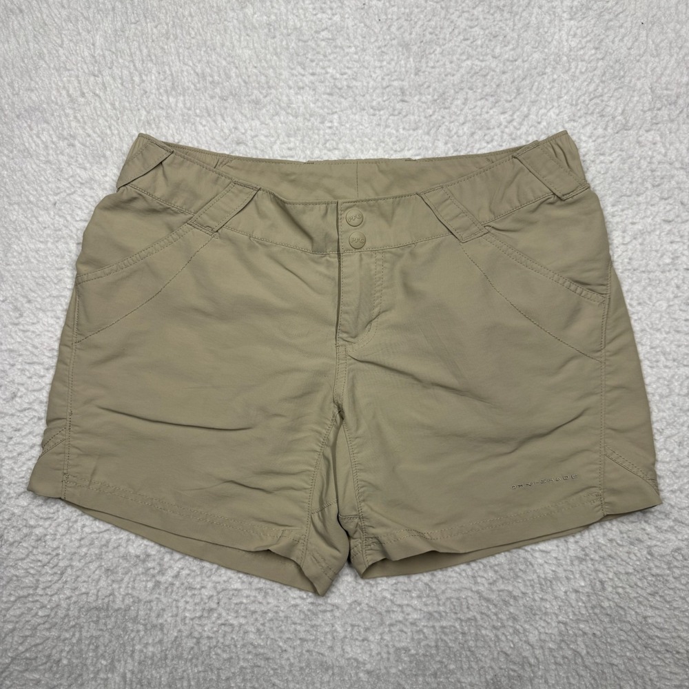 Columbia Tan Hiking Shorts Casual Nylon Beige Women's Size Medium 5" Inseam